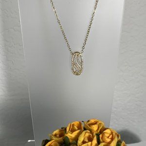 NWOT Gold Tone Pave CZ Pendant + Chain
